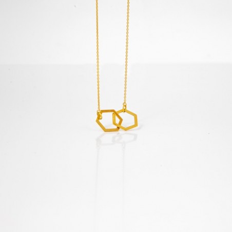 NASZYJNIK - HEXAGON - SREBRO ZŁOCONE