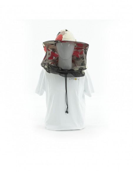 KAPELUSZ PSZCZELARSKI, BAWEŁNIANY - Z TYŁU PŁUTNO - Z KWIATAMI