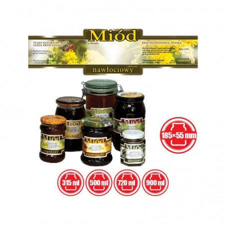 ETYKIETY OZDOBNE NA MIÓD NAWŁOCIOWY 185X55 – 100 SZT.