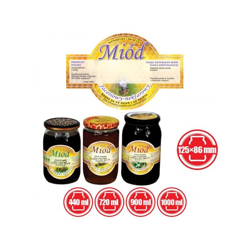 ETYKIETY OKRĄGŁE NA MIÓD FACELIOWY 125X86 – 100...