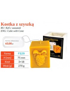FORMA SILIKONOWA - KOSTKA Z SZYSZKĄ - WYSOKOŚĆ 7,5CM
