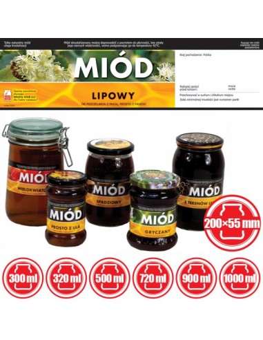ETYKIETY Z KOTRETYKIETĄ NA MIÓD LIPOWY 200X55 –...