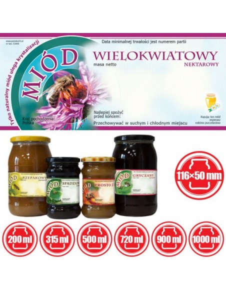 ETYKIETY NA MIÓD WIELOKWIATOWY 116X50 – 100 SZT.