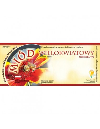ETYKIETY NA MIÓD WIELOKWIATOWY 116X50 – 100 SZT.