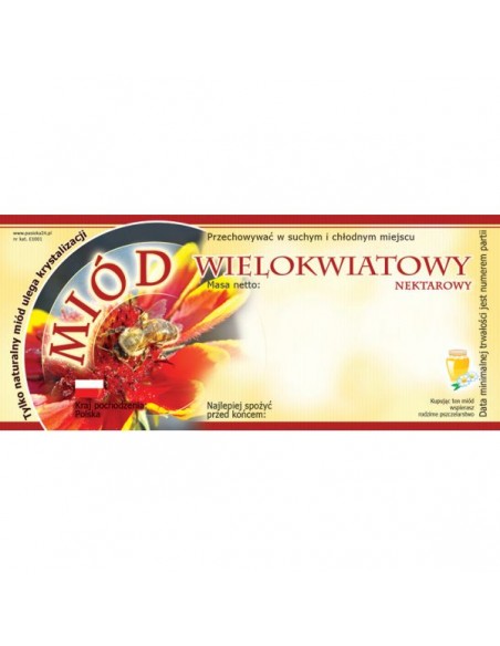 ETYKIETY NA MIÓD WIELOKWIATOWY 116X50 – 100 SZT.