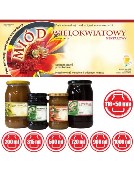 ETYKIETY NA MIÓD WIELOKWIATOWY 116X50 – 100 SZT.