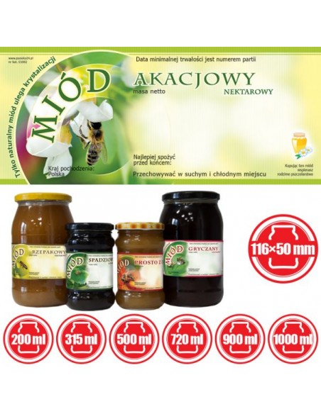 ETYKIETY NA MIÓD AKACJOWY 116X50 – 100 SZT.
