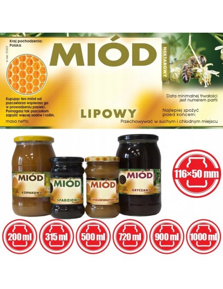 ETYKIETY NA MIÓD LIPOWY 116X50 – 100 SZT.