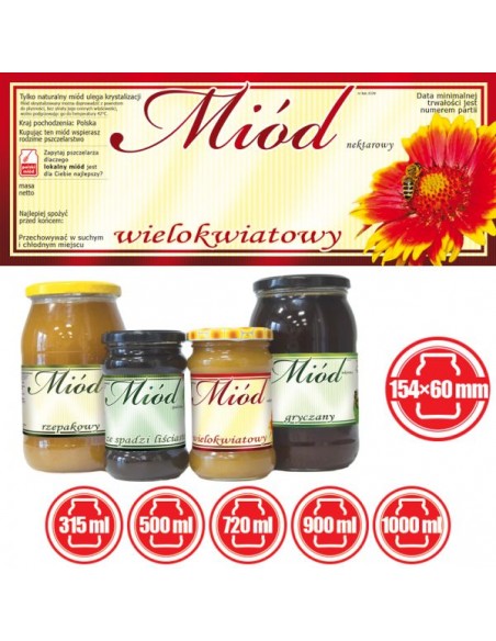 ETYKIETY NA MIÓD WIELOKWIATOWY 154X60 (DUŻE) – 100 SZT.