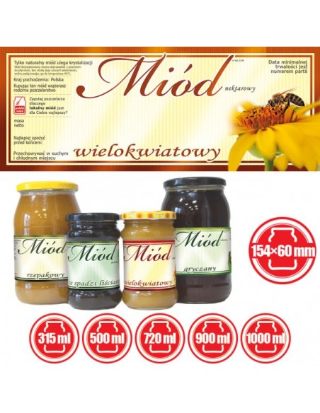 ETYKIETY NA MIÓD WIELOKWIATOWY 154X60 (DUŻE) – 100 SZT.
