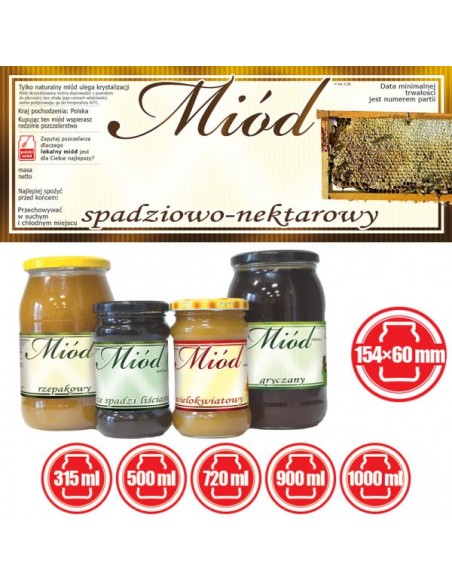 ETYKIETY NA MIÓD SPADZIOWO NEKTAROWY 154X60 (DUŻE) – 100 SZT.