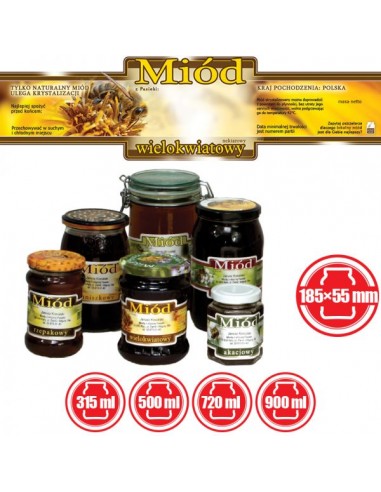 ETYKIETY OZDOBNE NA MIÓD WIELOKWIATOWY 185X55 –...