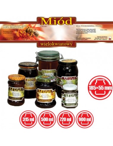 ETYKIETY OZDOBNE NA MIÓD WIELOKWIATOWY 185X55 –...