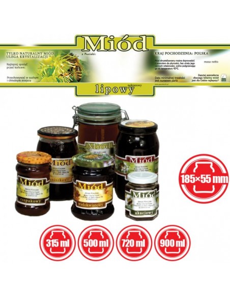 ETYKIETY OZDOBNE NA MIÓD LIPOWY 185X55 – 100 SZT.