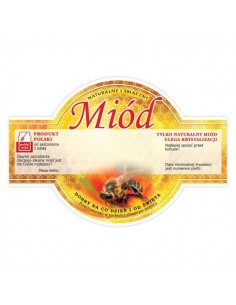 ETYKIETY OKRĄGŁE NA MIÓD UNIWERSALNE 125X86 – 100 SZT.