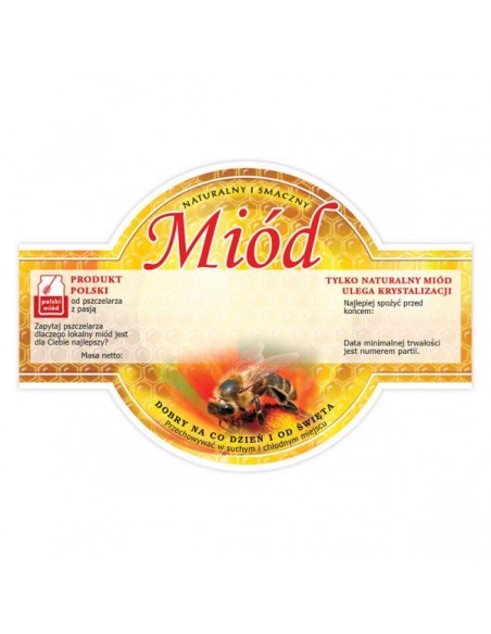 ETYKIETY OKRĄGŁE NA MIÓD UNIWERSALNE 125X86 – 100 SZT.