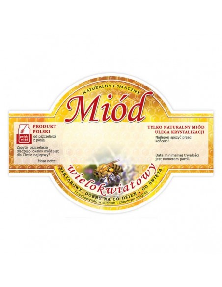 ETYKIETY OKRĄGŁE NA MIÓD WIELOKWIATOWY 125X86 – 100 SZT.