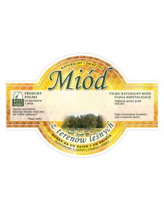 ETYKIETY OKRĄGŁE NA MIÓD Z TERENÓW LEŚNYCH 125X86 – 100 SZT.