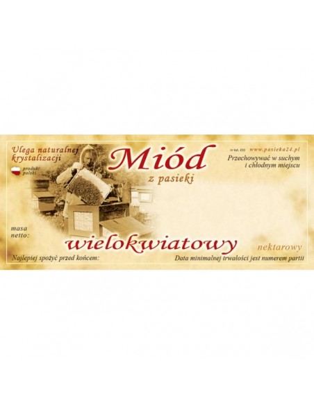 ETYKIETY NA MIÓD WIELOKWIATOWY 116X50 – 100 SZT.