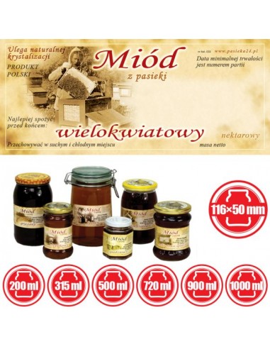 ETYKIETY NA MIÓD WIELOKWIATOWY 116X50 – 100 SZT.