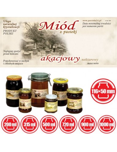 ETYKIETY NA MIÓD AKACJOWY 116X50 – 100 SZT.