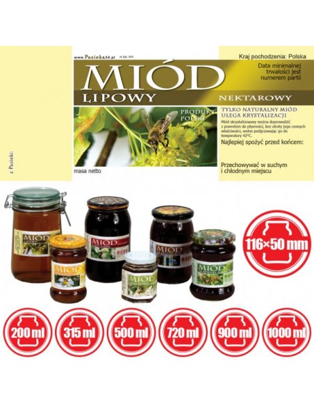 ETYKIETY NA MIÓD LIPOWY 116X50 – 100 SZT.