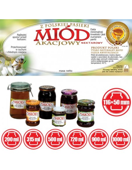 ETYKIETY NA MIÓD AKACJOWY 116X50 – 100 SZT.