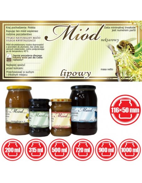 ETYKIETY NA MIÓD LIPOWY 116X50 – 100 SZT.