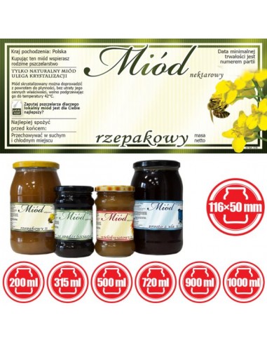 ETYKIETY NA MIÓD RZEPAKOWY 116X50 – 100 SZT.