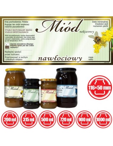 ETYKIETY NA MIÓD NAWŁOCIOWY 116X50 – 100 SZT.