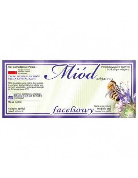 ETYKIETY NA MIÓD FACELIOWY 116X50 – 100 SZT.