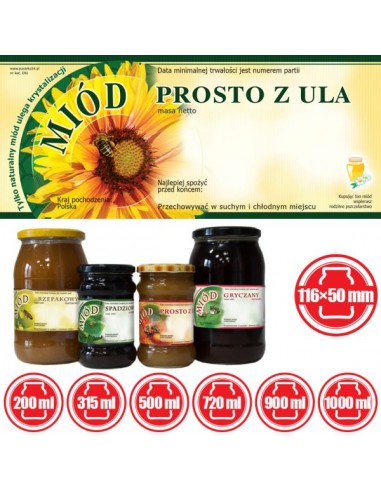 ETYKIETY NA MIÓD PROSTO Z ULA 116X50 – 100 SZT.