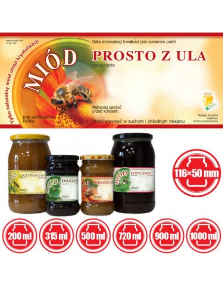ETYKIETY NA MIÓD PROSTO Z ULA 116X50 – 100 SZT.