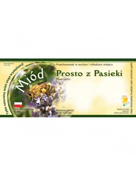 ETYKIETY NA MIÓD PROSTO Z PASIEKI 116X50 – 100 SZT.