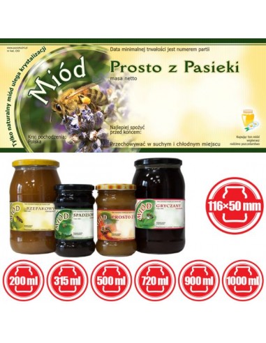 ETYKIETY NA MIÓD PROSTO Z PASIEKI 116X50 – 100...