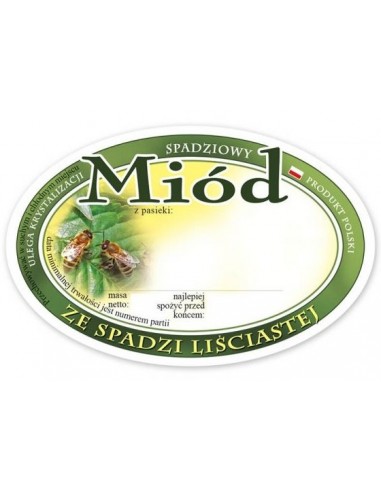 ETYKIETY OWALNE NA MIÓD ZE SPADZI LIŚCIASTEJ...
