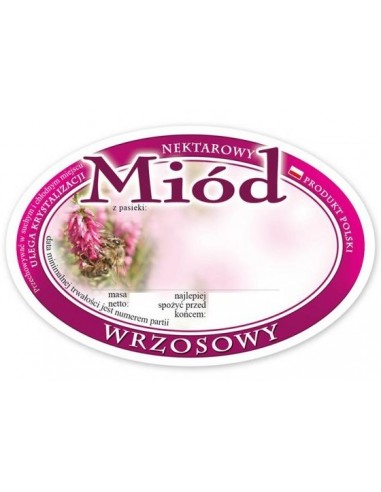 ETYKIETY OWALNE NA MIÓD WRZOSOWY 92X60 – 100 SZT.