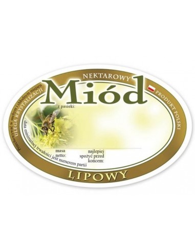 ETYKIETY OWALNE NA MIÓD LIPOWY 92X60 – 100 SZT.