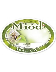 ETYKIETY OWALNE NA MIÓD AKACJOWY 92X60 – 100 SZT.