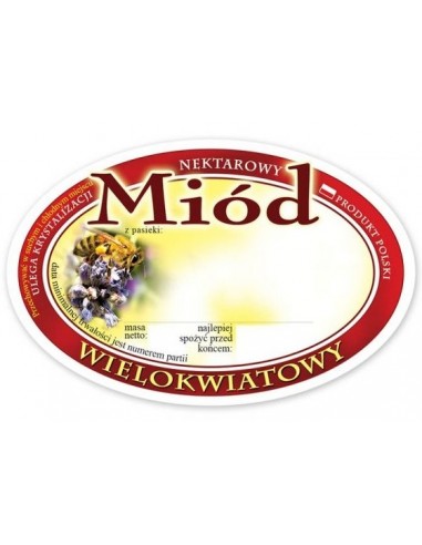 ETYKIETY OWALNE NA MIÓD WIELOKWIATOWY 92X60 –...