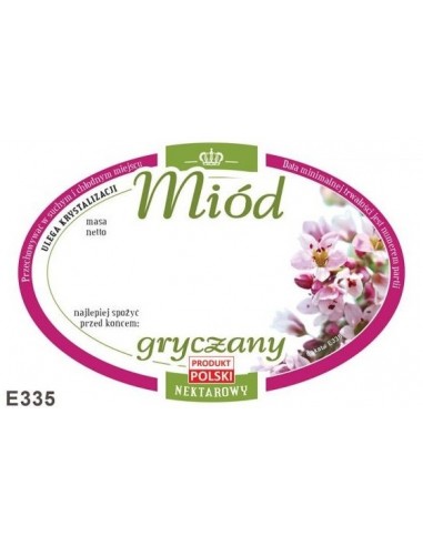 ETYKIETY OWALNE NA MIÓD GRYCZANY 92X60 – 100 SZT.