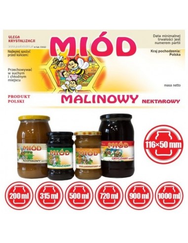 ETYKIETY NA MIÓD MALINOWY 116X50 – 100 SZT.