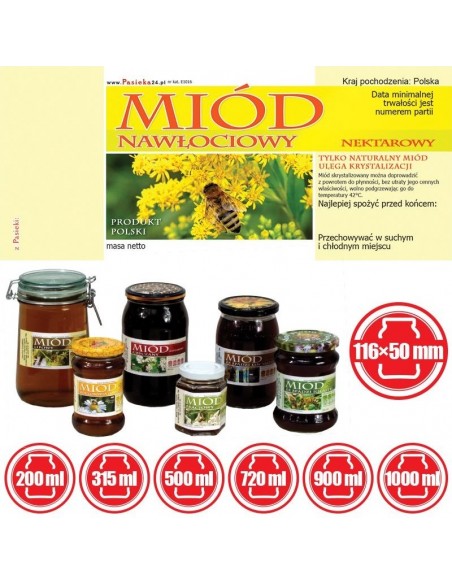 ETYKIETY NA MIÓD NAWŁOCIOWY 116X50 – 100 SZT.